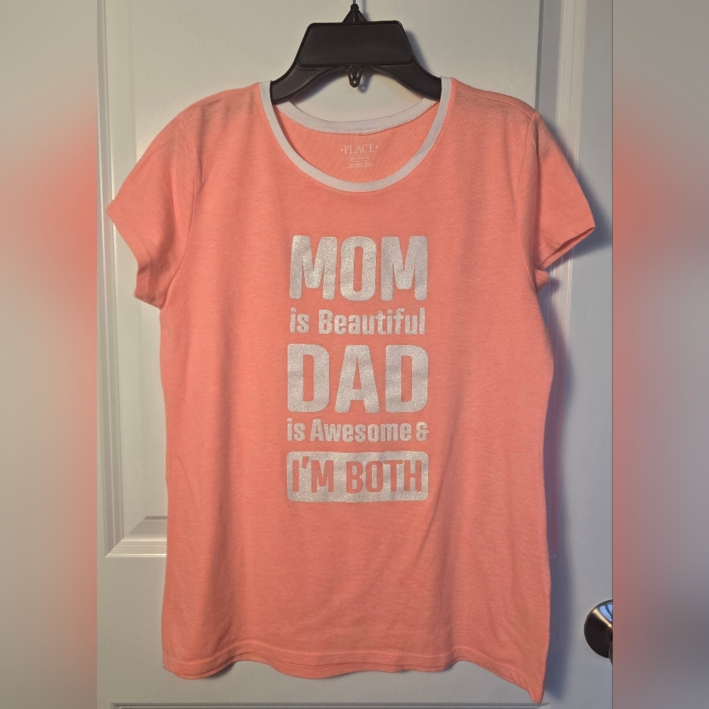 Children's Place Peach Graphic Tee with Fun Message Size XXL (16/18)